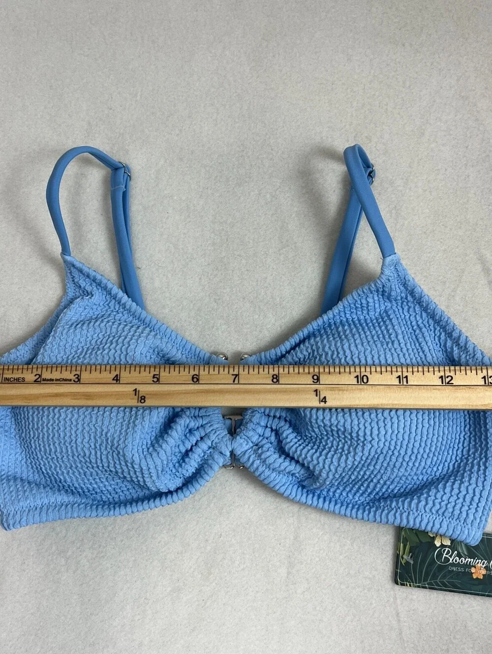 Blooming Jelly Women M Blue Textured U-Wire Bikini Top Adjustable NWT